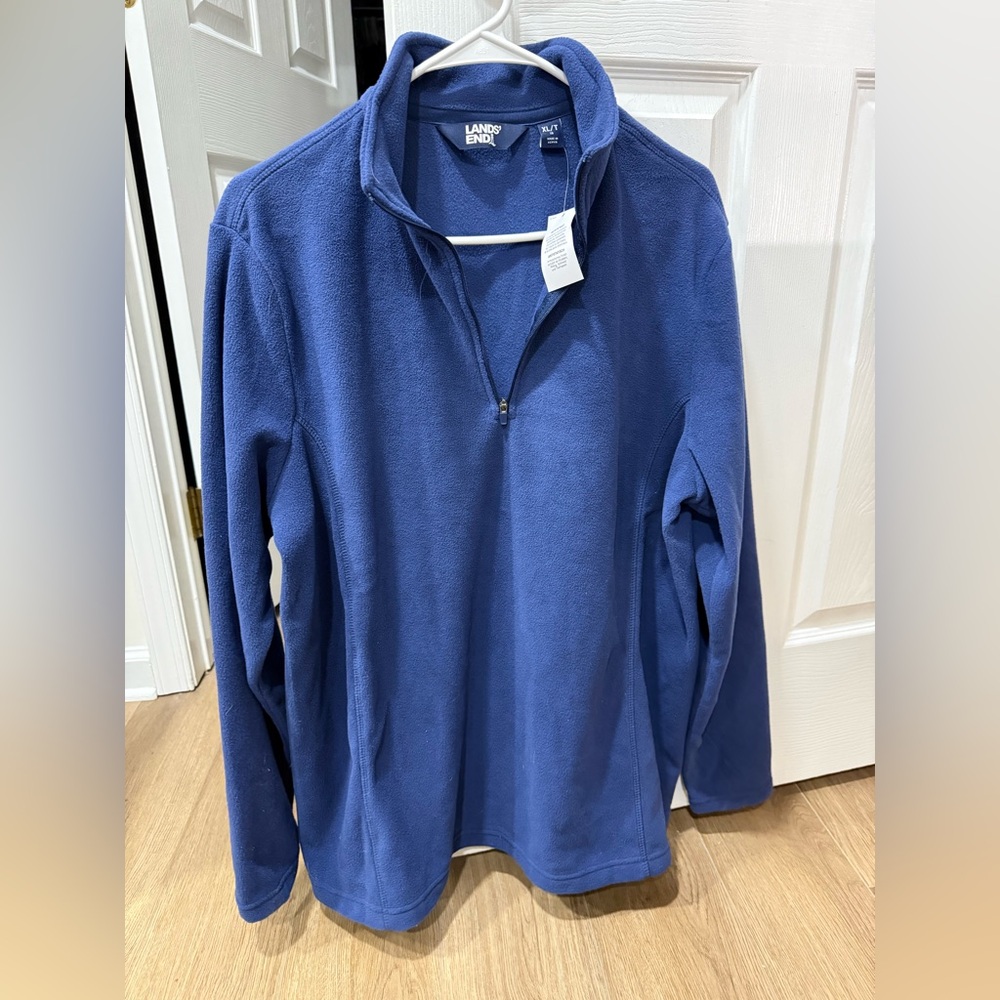 Lands' End Men's Zip-Up Blue Sweater NEW